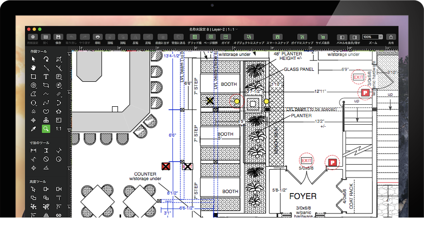 間取り図：Mac版CADソフト（キャッドソフト）の画面